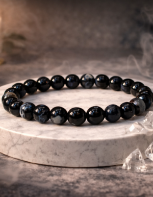 sulemani hakik / botswana agate black 6 mm round bead bracelet